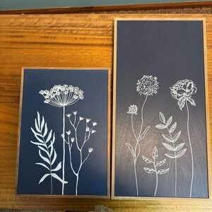 Navy & White Flowers Wood Wall Decor Set